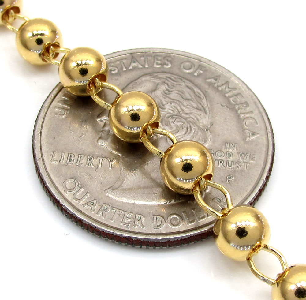 10k yellow gold smooth bead rosary chain 26 inch 5mm  - Image 5
