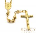 10k yellow gold smooth bead rosary chain 26 inch 5mm 