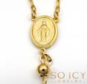 10k yellow gold smooth bead rosary chain 26 inch 5mm 