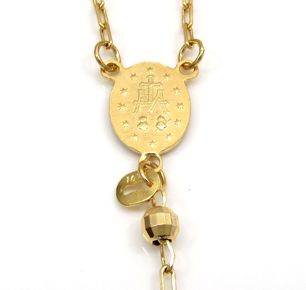 10k yellow gold disco ball small bead rosary chain 26 inch 3.8mm - Image 3