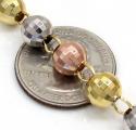 10k yellow gold tri tone disco ball large bead rosary chain 30 inch 7.8mm 