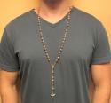 10k yellow gold tri tone disco ball large bead rosary chain 30 inch 7.8mm 
