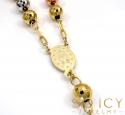 10k yellow gold tri tone disco ball medium bead rosary chain 26 inch 5.8mm 