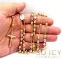 10k yellow gold tri tone disco ball medium bead rosary chain 26 inch 5.8mm 