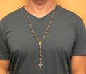 10k yellow gold tri tone disco ball medium bead rosary chain 26 inch 5.8mm 