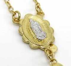 10k yellow gold tri tone disco ball bead rosary chain 26 inch 4.6mm 