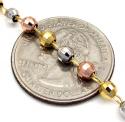 10k yellow gold tri tone disco ball skinny bead rosary chain 26 inch 3.8mm 
