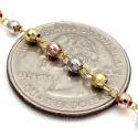 10k yellow gold tri tone disco ball skinny bead rosary chain 26 inch 2.8mm 