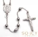 10k white gold smooth bead rosary chain 26 inch 4mm 