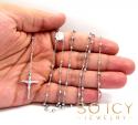 10k white gold smooth bead skinny rosary chain 26 inch 3mm 