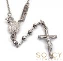 10k white gold disco bead womens rosary chain 16