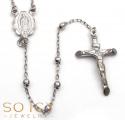 10k white gold diamond cut disco bead super skinny rosary chain 28 inch 2.6mm 