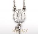 10k white gold diamond cut disco bead super skinny rosary chain 28 inch 2.6mm 