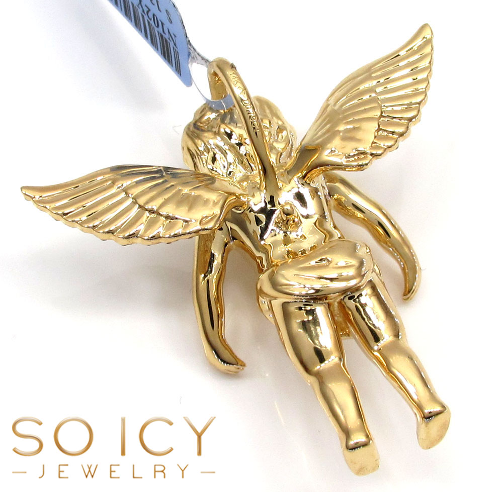 14k yellow gold vs diamond baby cherub angel pendant 0.81ct