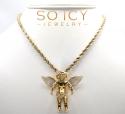 14k yellow gold vs diamond baby cherub angel pendant 0.81ct