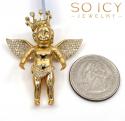 14k yellow gold vs diamond baby cherub crown angel pendant 1.05ct