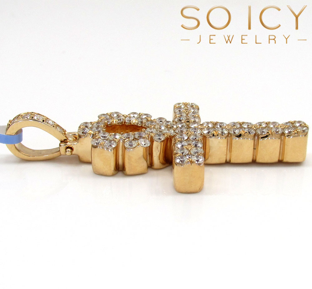 14k yellow gold vs diamond ankh cross 2.15ct