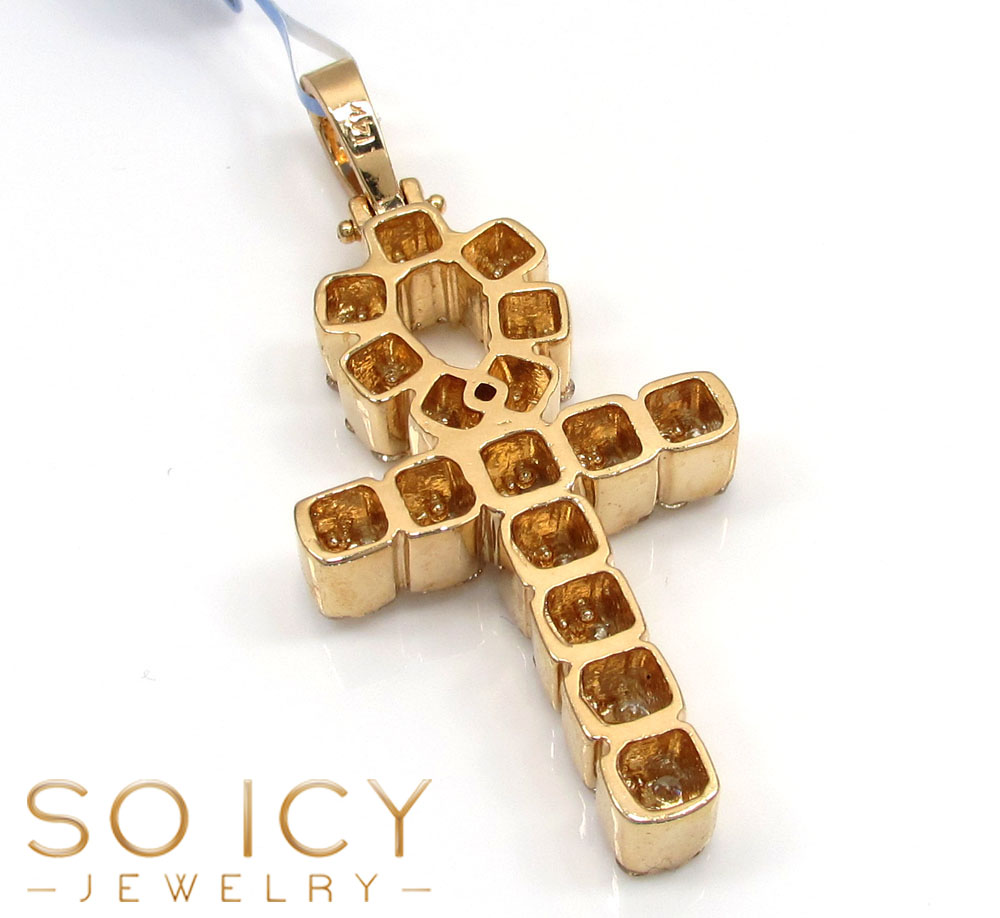 14k yellow gold vs diamond ankh cross 2.15ct