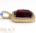 14k yellow gold ruby red vs diamond octagon charm pendant 0.71ct