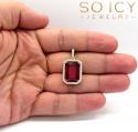 14k yellow gold ruby red vs diamond octagon charm pendant 0.71ct
