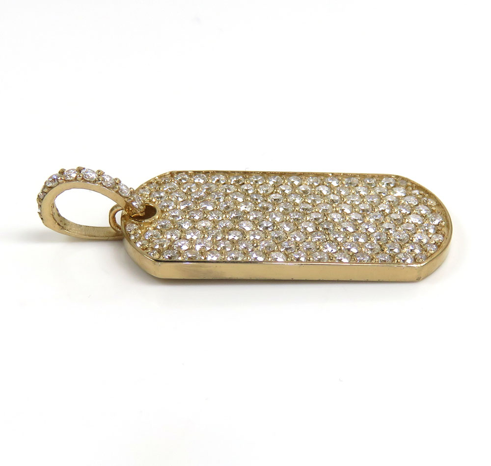 14k yellow gold vs diamond dog tag pendant 2.65ct