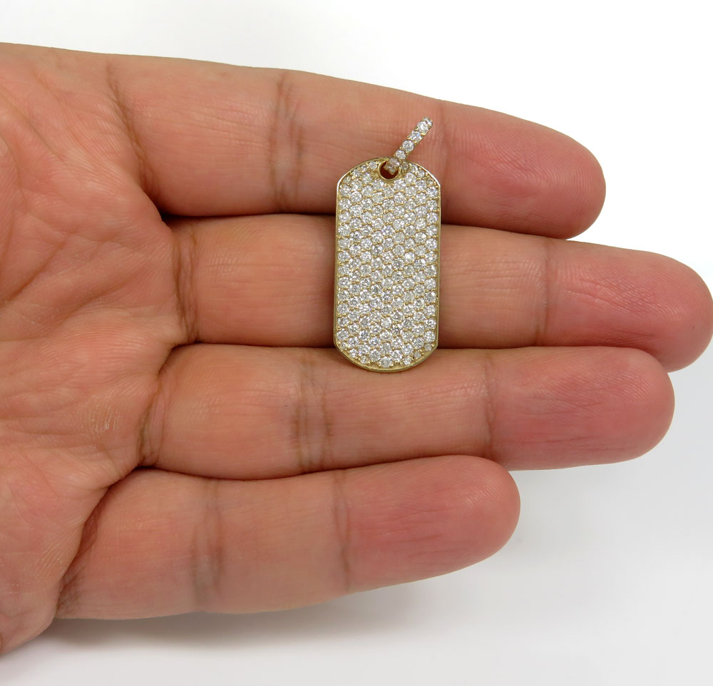 14k yellow gold vs diamond dog tag pendant 2.65ct - Image 5