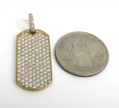 14k yellow gold vs diamond dog tag pendant 2.65ct