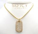 14k yellow gold vs diamond dog tag pendant 2.65ct