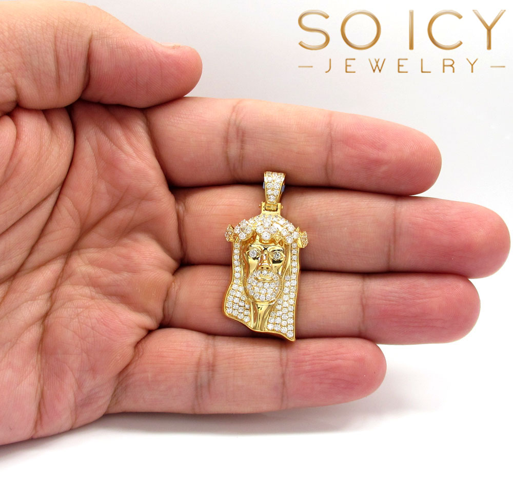 14k yellow gold vs diamond ace crown jesus piece pendant 1.89ct - Image 5