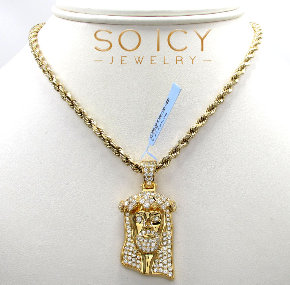 14k yellow gold vs diamond ace crown jesus piece pendant 1.89ct - Image 6