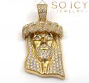 14k yellow gold vs diamond miami link crowned jesus piece pendant 2.05ct