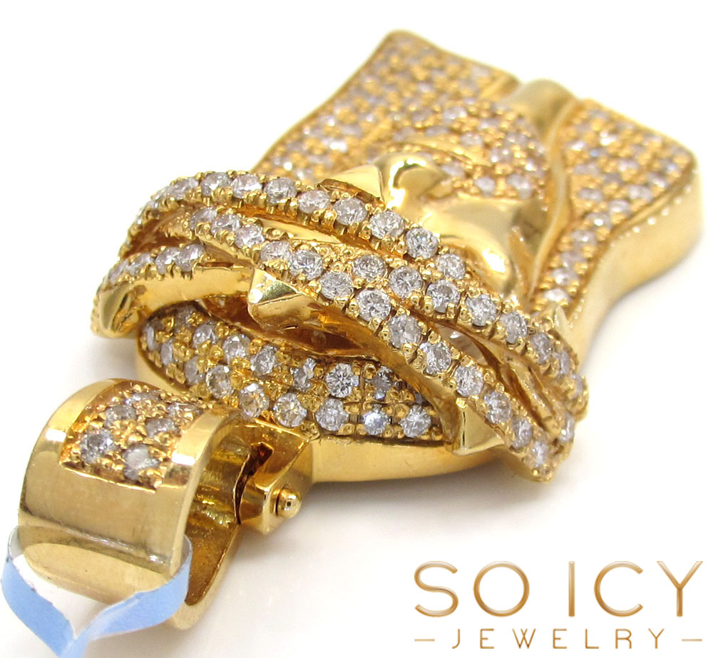 14k yellow gold vs diamond thorn crown jesus piece pendant red diamond tears 3.31ct - Image 4