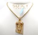 14k yellow gold vs diamond thorn crown jesus piece pendant red diamond tears 3.31ct