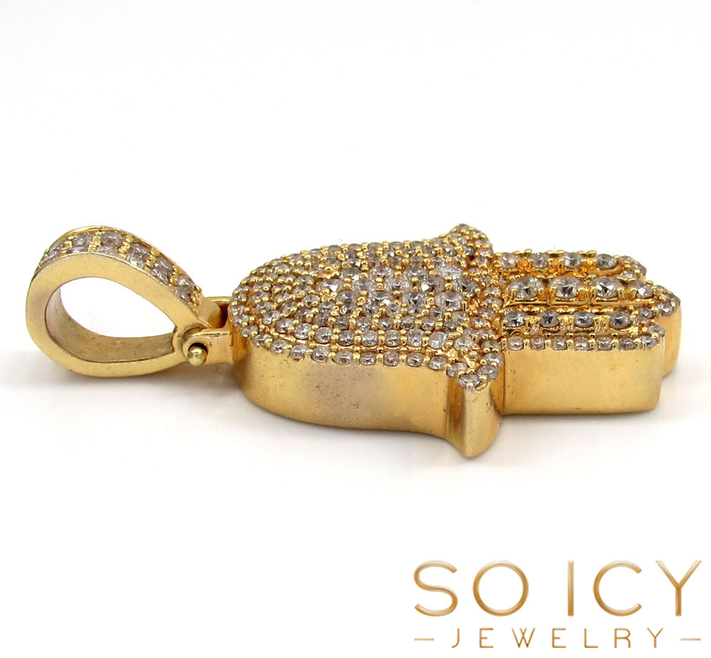 14k yellow gold vs diamond fancy hamsa pendant 2.50ct