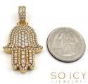 14k yellow gold vs diamond fancy hamsa pendant 2.50ct