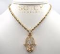 14k yellow gold vs diamond fancy hamsa pendant 2.50ct