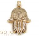 14k yellow gold vs diamond xl fancy hamsa pendant 5.80ct