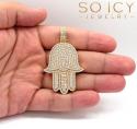 14k yellow gold vs diamond xl fancy hamsa pendant 5.80ct