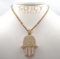14k yellow gold vs diamond xl fancy hamsa pendant 5.80ct