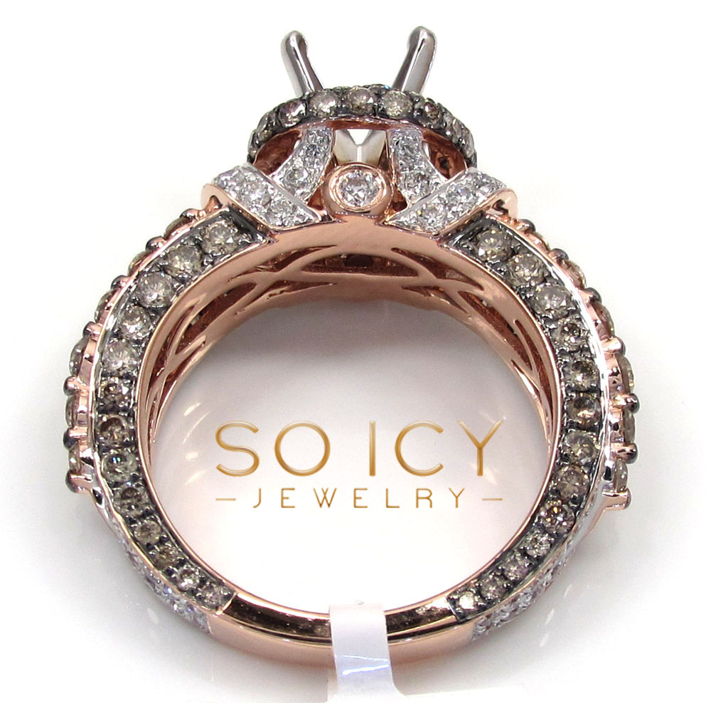 14k rose gold champagne & white diamond semi mount ring 2.26ct - Image 5