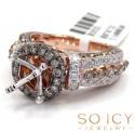 14k rose gold champagne & white diamond semi mount ring 2.26ct