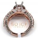 14k rose gold champagne & white diamond semi mount ring 2.26ct