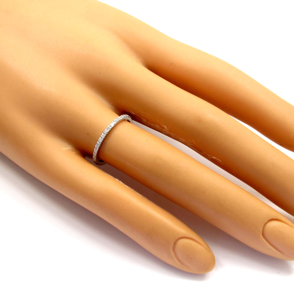 10k white gold single row white diamond band 0.38ct - Image 3