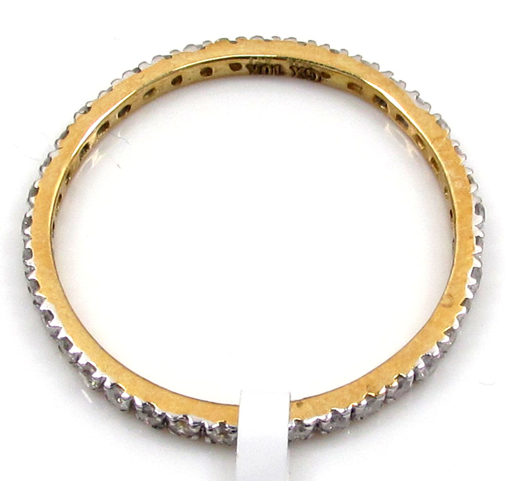 10k yellow gold single row white diamond band 0.36ct - Image 2