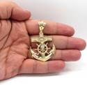 10k yellow gold solid anchor jesus pendant