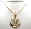 10k yellow gold solid anchor jesus pendant