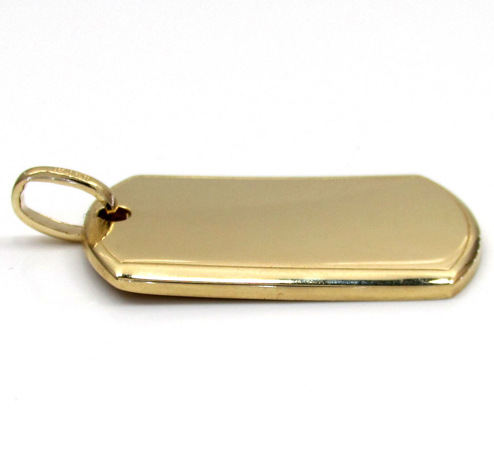 14k yellow gold medium dog tag pendant