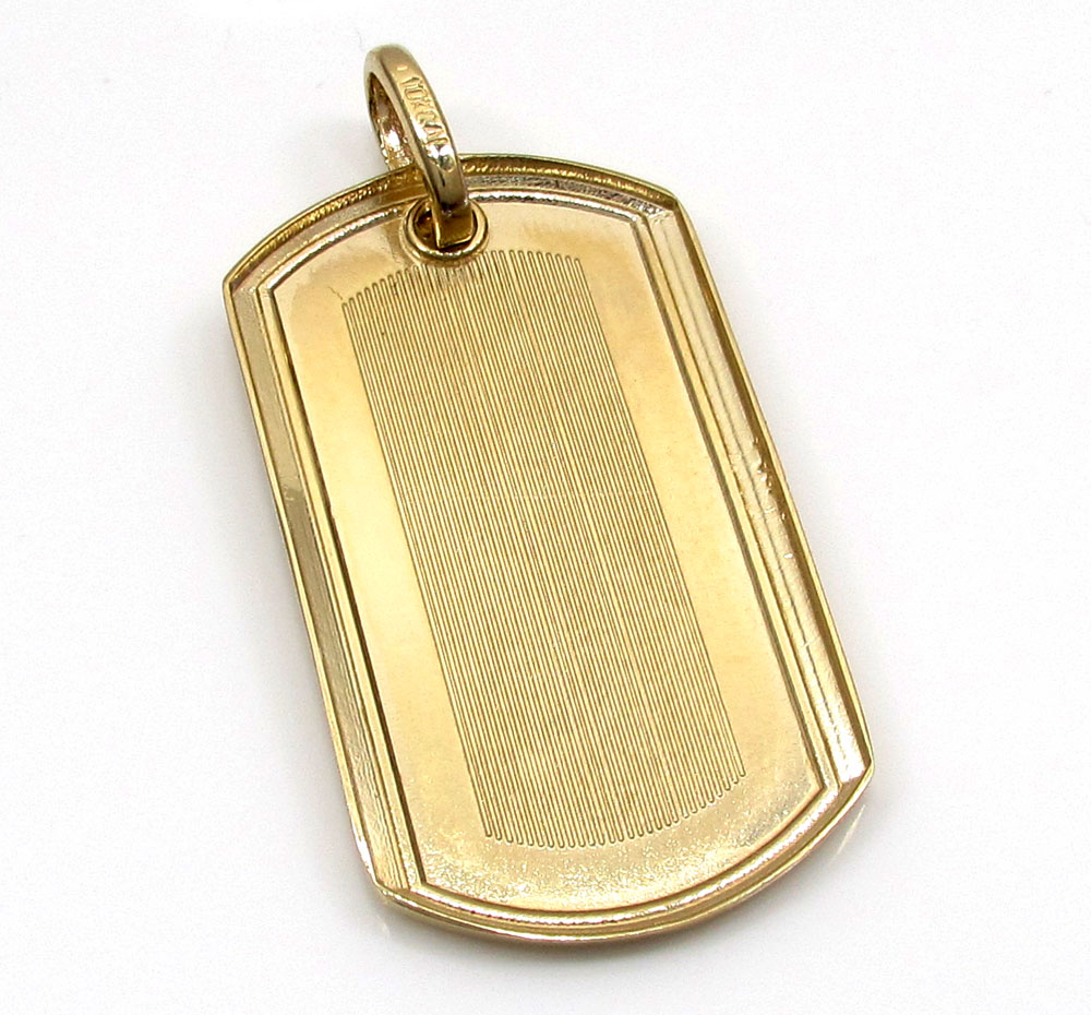 14k yellow gold medium dog tag pendant - Image 4