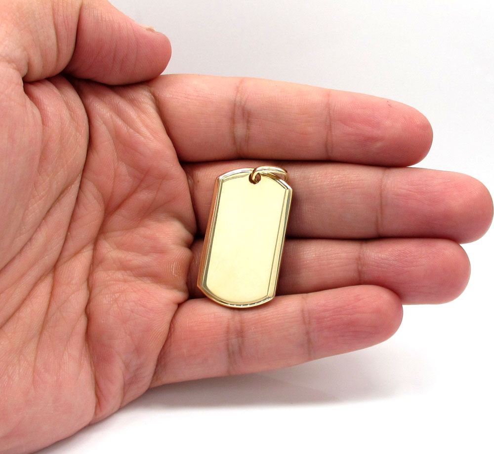 14k yellow gold medium dog tag pendant