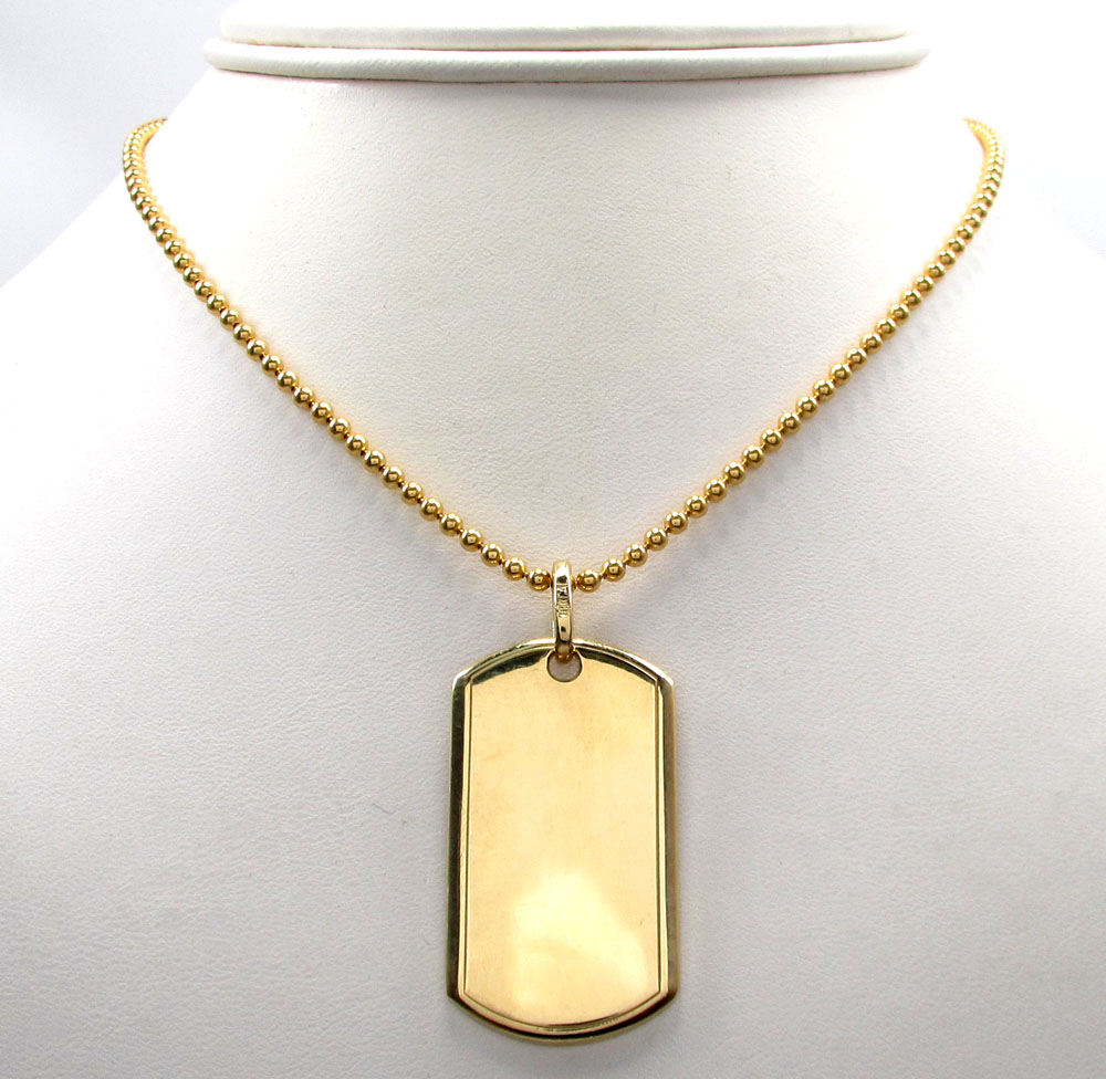 14k yellow gold medium dog tag pendant